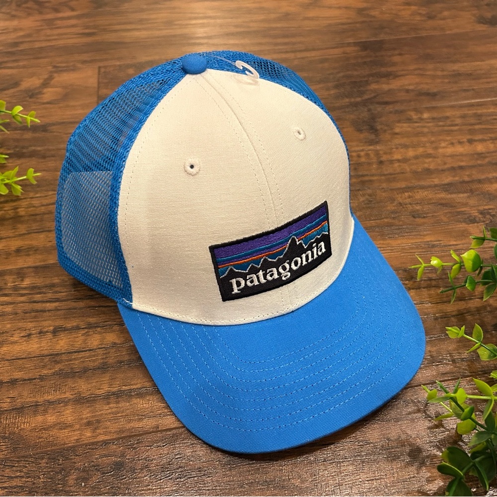 NWT PATAGONIA P-6 Logo Trucker Hat Blue White - baseball hat men’s women’s